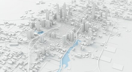 Fototapeta premium 3D city model, light gray