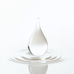 Fototapeta premium close-up of a single liquid droplet on a clean white background. It appears to be a highly detailed and minimalistic representation, likely of a skincare or cosmetic ingredient