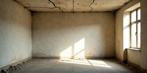 Sunlit Derelict Room  Dust Motes Dance in the Golden Light of a Forgotten Space