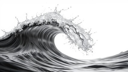 Dynamic Ocean Wave Splashing with Black and White Contrast Captured in Motion