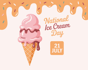 National ice cream day. Holiday concept. Template for background, banner, card, poster, tshirt with text inscription