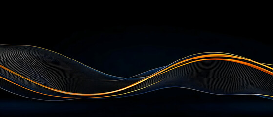 Abstract Glowing Wave Design On Dark Background