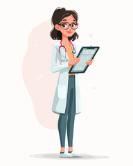 Fototapeta premium Doctor with clipboard in lab coat