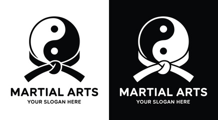 Martial Arts Logo Bold Black Belt Yin Yang Symbol for Training Academies and Discipline Schools © VectEdge