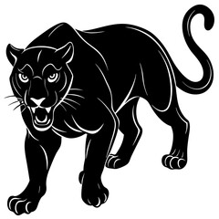 Obraz premium Black panther ataking vector Silhouette on white background