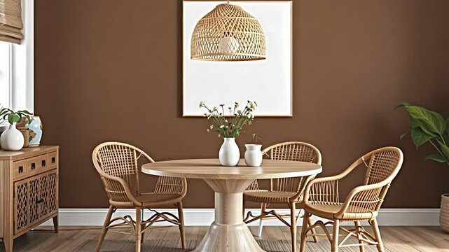 the dining room captures the essence of relaxed sophistication with its combination of vintage and bohemian elements