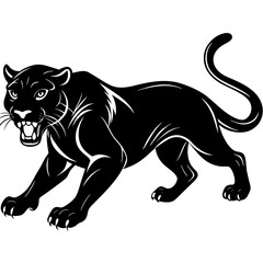 Black panther runing vector Silhouette on white background