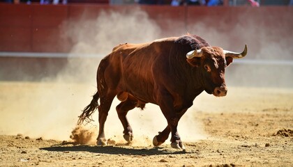 bull on the dust ground