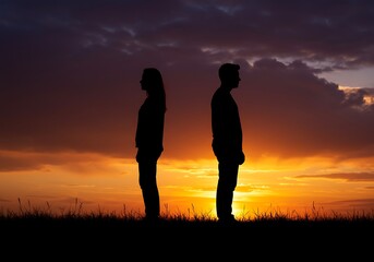 Sunset Silhouettes: A Parting Glance AI Generated