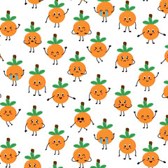 Obraz premium cute citrus fruit clipart fruit cartoon kawaii seamless pattern