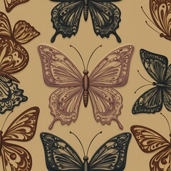 Fototapeta premium Intricate Butterfly Pattern: Earthy Tones, 3D Texture