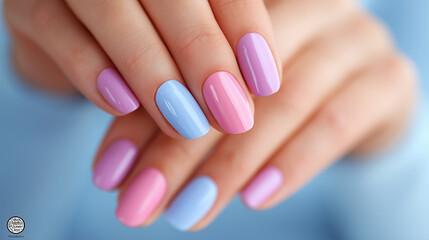 Elegant Pastel Manicure on Oval Nails