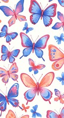 Obraz premium Pastel Butterfly Watercolor Delight: Springtime Flutter