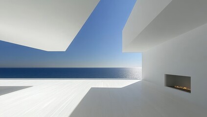 Fototapeta premium White modern home with ocean view