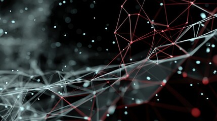 Futuristic abstract digital data plexus technology background in 4K featuring a low-poly mesh of glowing lines and dots for network data communication