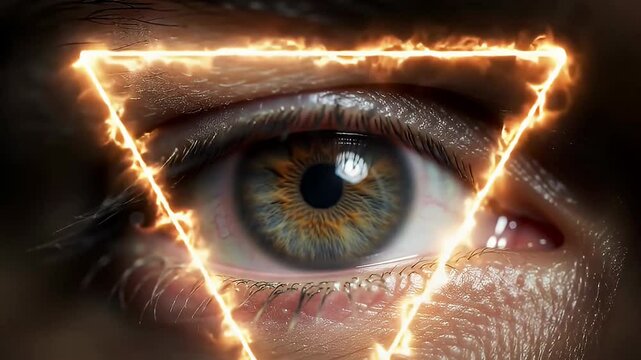 Illuminati Background Featuring Human Eye Inside Glowing Triangle