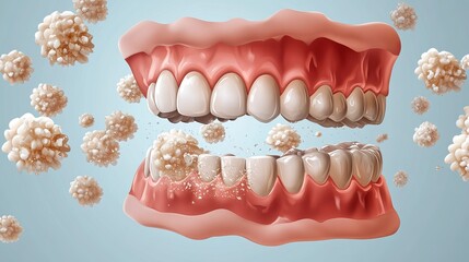 Bad breath resulting from tooth decay and infection, captured in a realistic vector graphic