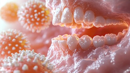 Bad breath resulting from tooth decay and infection, captured in a realistic vector graphic