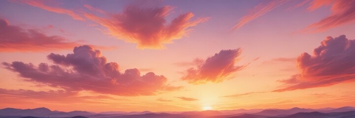 Fototapeta premium Dreamy sunset sky, abstract watercolor texture, smooth, blend, hues
