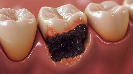 Vector image of decayed and damaged teeth, highlighting oral health concerns