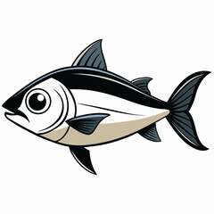 Black and White Tuna Fish Illustration – Stylized Side Profile Drawing for Logos, Science, or Symbolism SVG
