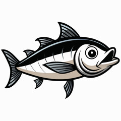 Black and White Tuna Fish Illustration – Stylized Side Profile Drawing for Logos, Science, or Symbolism SVG