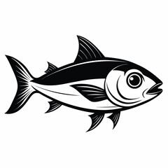 Black and White Tuna Fish Illustration – Stylized Side Profile Drawing for Logos, Science, or Symbolism SVG