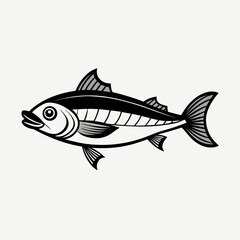 Black and White Tuna Fish Illustration – Stylized Side Profile Drawing for Logos, Science, or Symbolism SVG