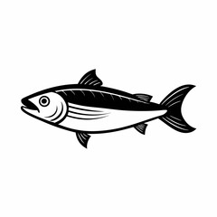 Black and White Tuna Fish Illustration – Stylized Side Profile Drawing for Logos, Science, or Symbolism SVG