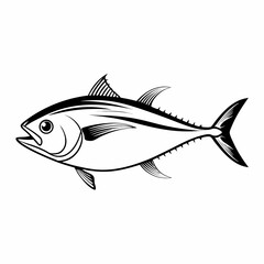 Black and White Tuna Fish Illustration – Stylized Side Profile Drawing for Logos, Science, or Symbolism SVG