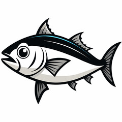 Black and White Tuna Fish Illustration – Stylized Side Profile Drawing for Logos, Science, or Symbolism SVG