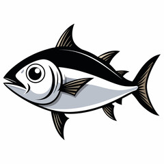 Black and White Tuna Fish Illustration – Stylized Side Profile Drawing for Logos, Science, or Symbolism SVG