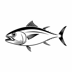 Black and White Tuna Fish Illustration – Stylized Side Profile Drawing for Logos, Science, or Symbolism SVG