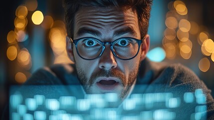 Shocked Man at Computer