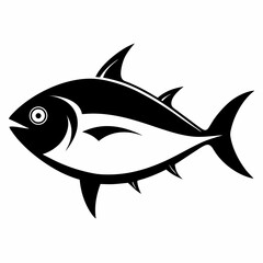 Black and White Tuna Fish Illustration – Stylized Side Profile Drawing for Logos, Science, or Symbolism SVG