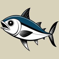 Black and White Tuna Fish Illustration – Stylized Side Profile Drawing for Logos, Science, or Symbolism SVG