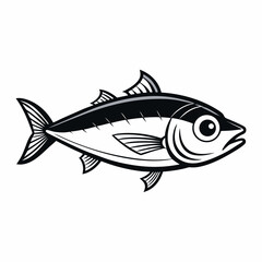 Black and White Tuna Fish Illustration – Stylized Side Profile Drawing for Logos, Science, or Symbolism SVG