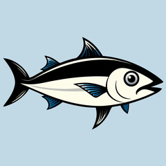 Black and White Tuna Fish Illustration – Stylized Side Profile Drawing for Logos, Science, or Symbolism SVG