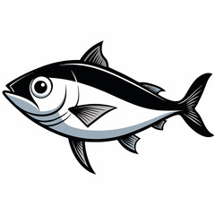 Black and White Tuna Fish Illustration – Stylized Side Profile Drawing for Logos, Science, or Symbolism SVG