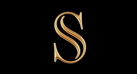 Fototapeta premium Golden Letter S on Black Background Elegant Font