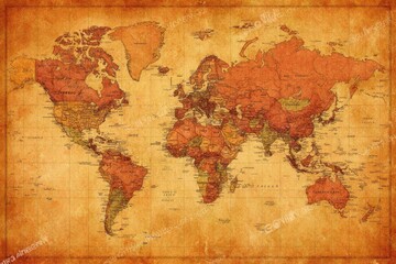 Vintage world map, aged look