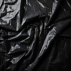 Crumpled Black Plastic Texture Background