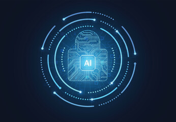 Premium artificial intelligence security digital concept. Abstract technology background protect system innovation for business. Vector illustration