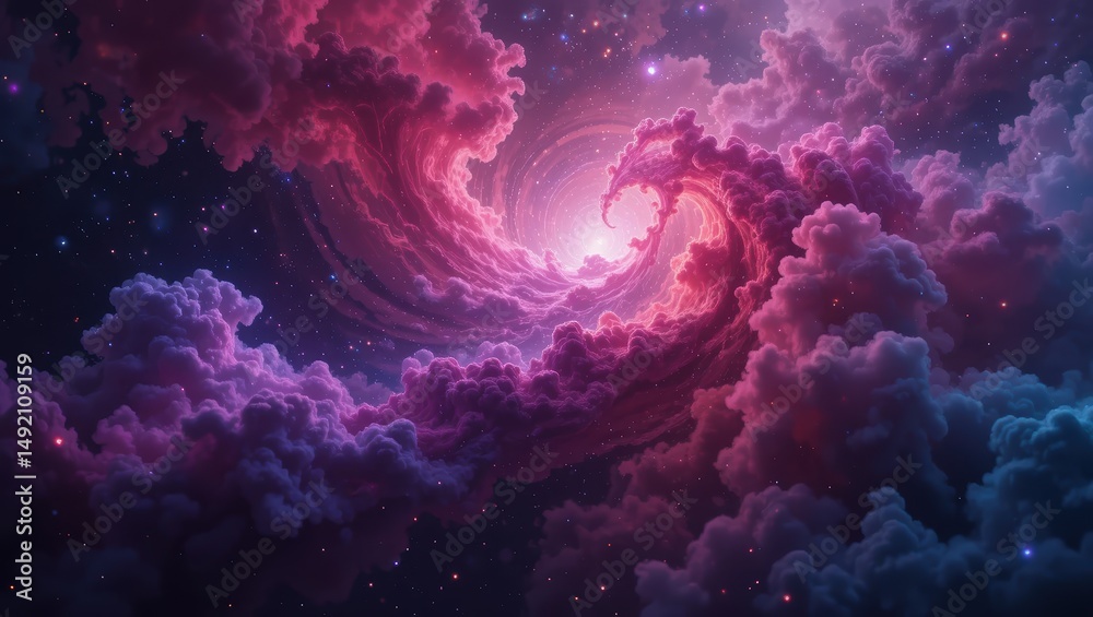 Wall mural vibrant cosmic swirl of colorful clouds and stars creating a mystical galaxy atmosphere