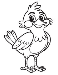 Happy Smiling Bird Coloring Page
