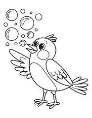 Bird Blowing Bubbles Coloring Page