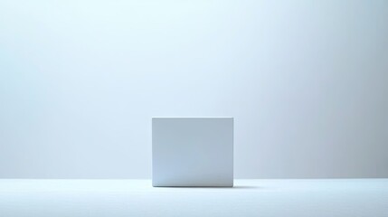 Empty white cube podium on a light background