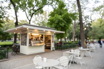 Obraz premium Cozy outdoor café in a lush park setting
