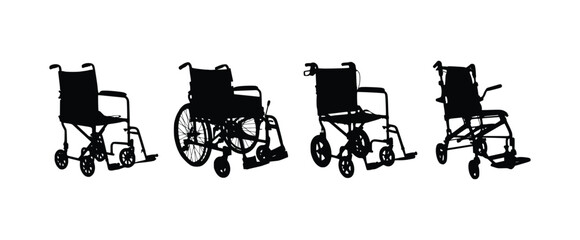 Wheelchair Set Silhouette Vector Icons
