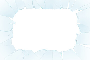 broken glass with sharp pieces isolated on white